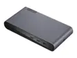 Lenovo USB-C-dockingstation i grå metal med to USB-C-porte og en USB-A-port på forsiden