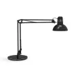 Sort MAUL arkitektlampe med rund, tung fod, to arme og drejeligt lampehoved