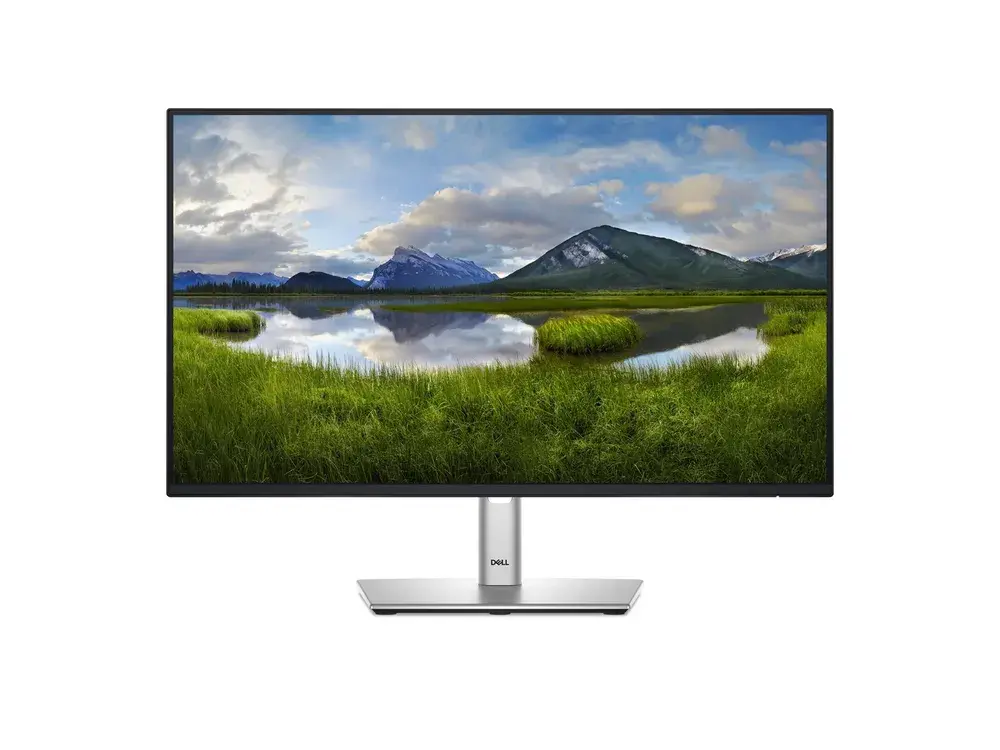 Dell P2425H 24-tommer skærm i sort på sin højdejusterbare fod