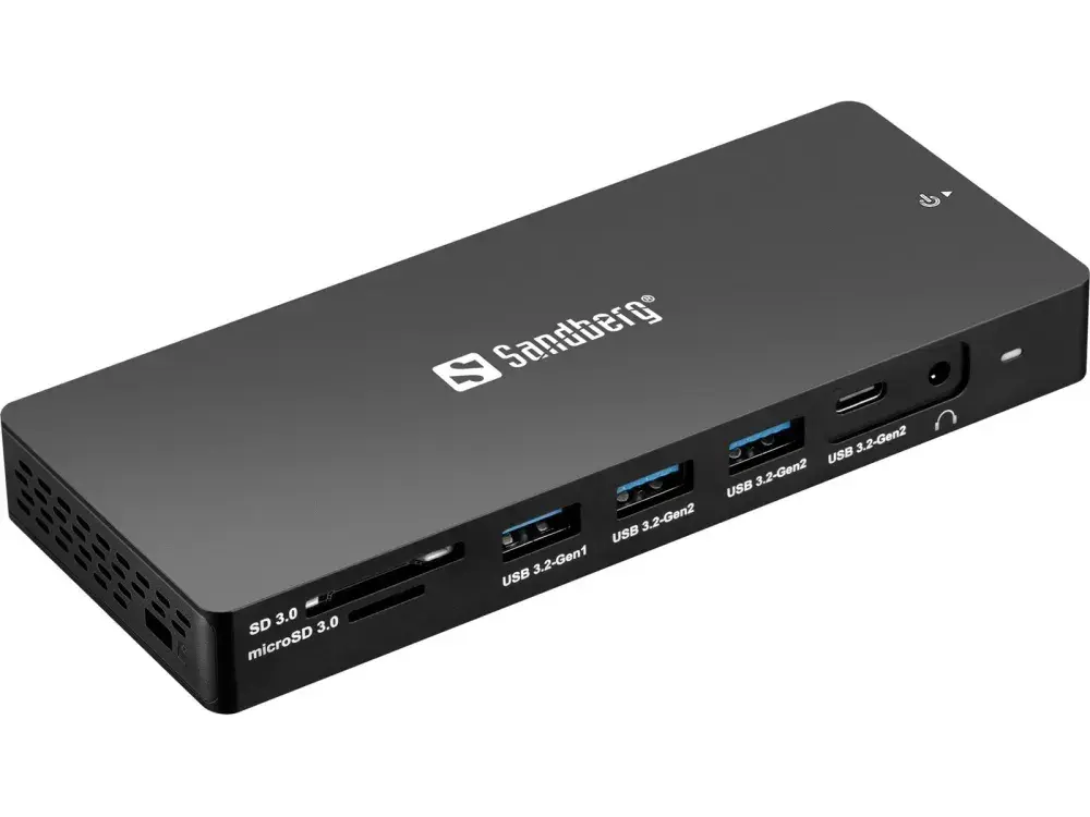 Sandberg 13-in-1 Docking Station Pro i grå med porte på siden
