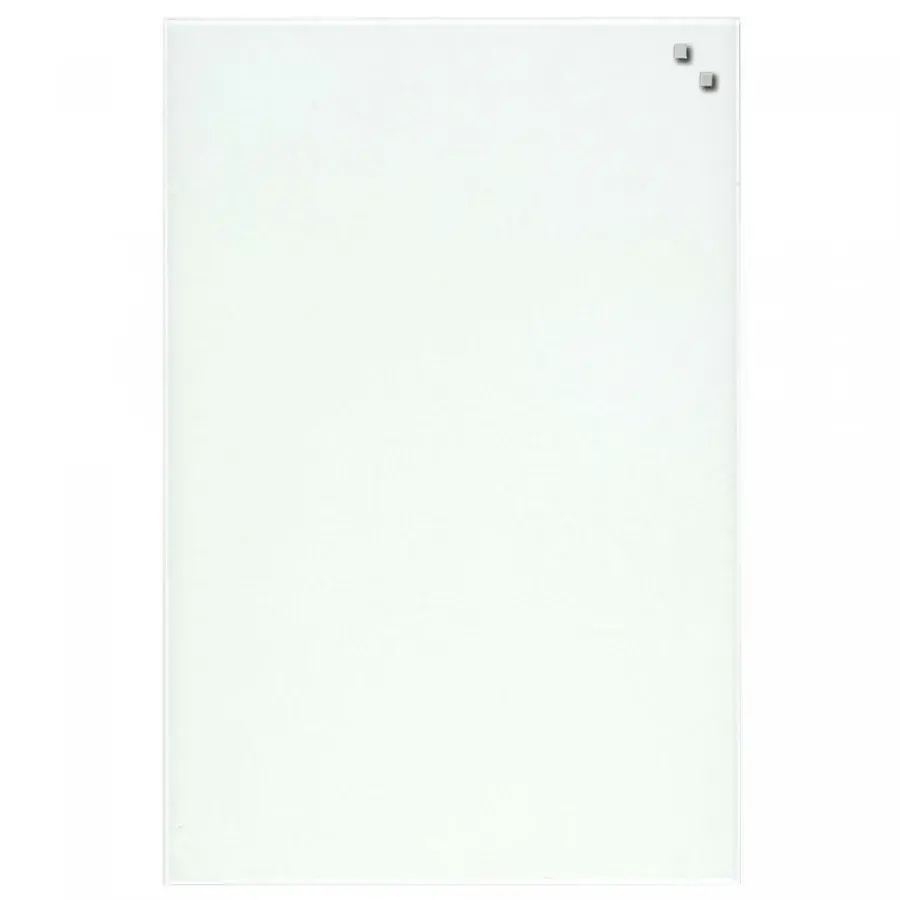 Hvid magnetisk glastavle fra NAGA på 40 x 60 cm med to små magneter i hjørnet